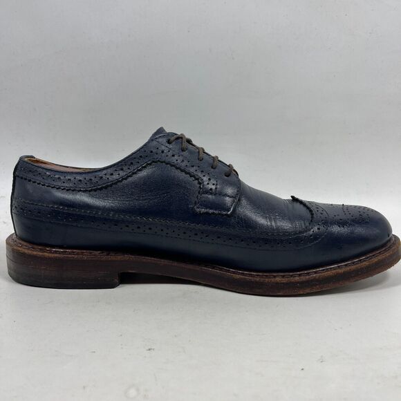 RANCOURT Shoes Mens 9.5D Oxford Leather Dress Longwing Wingtip Blue Maine USA